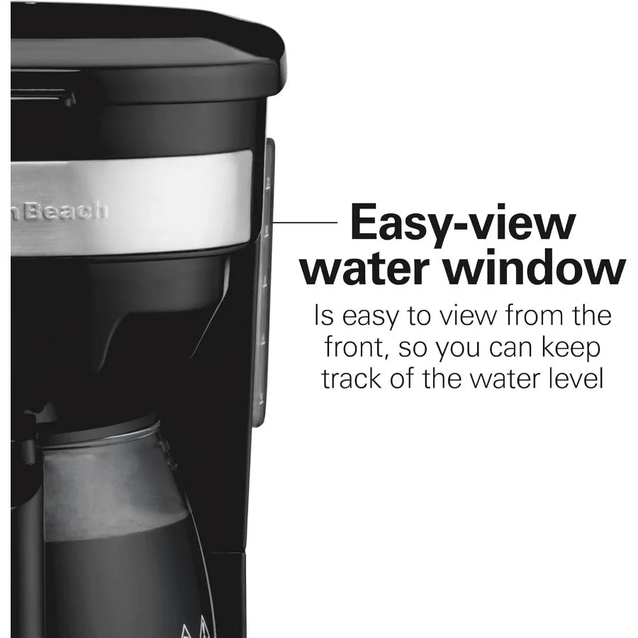 12-Cup Programmable Drip Coffee Maker with Brew Options & Glass Carafe – Black with Stainless Accents