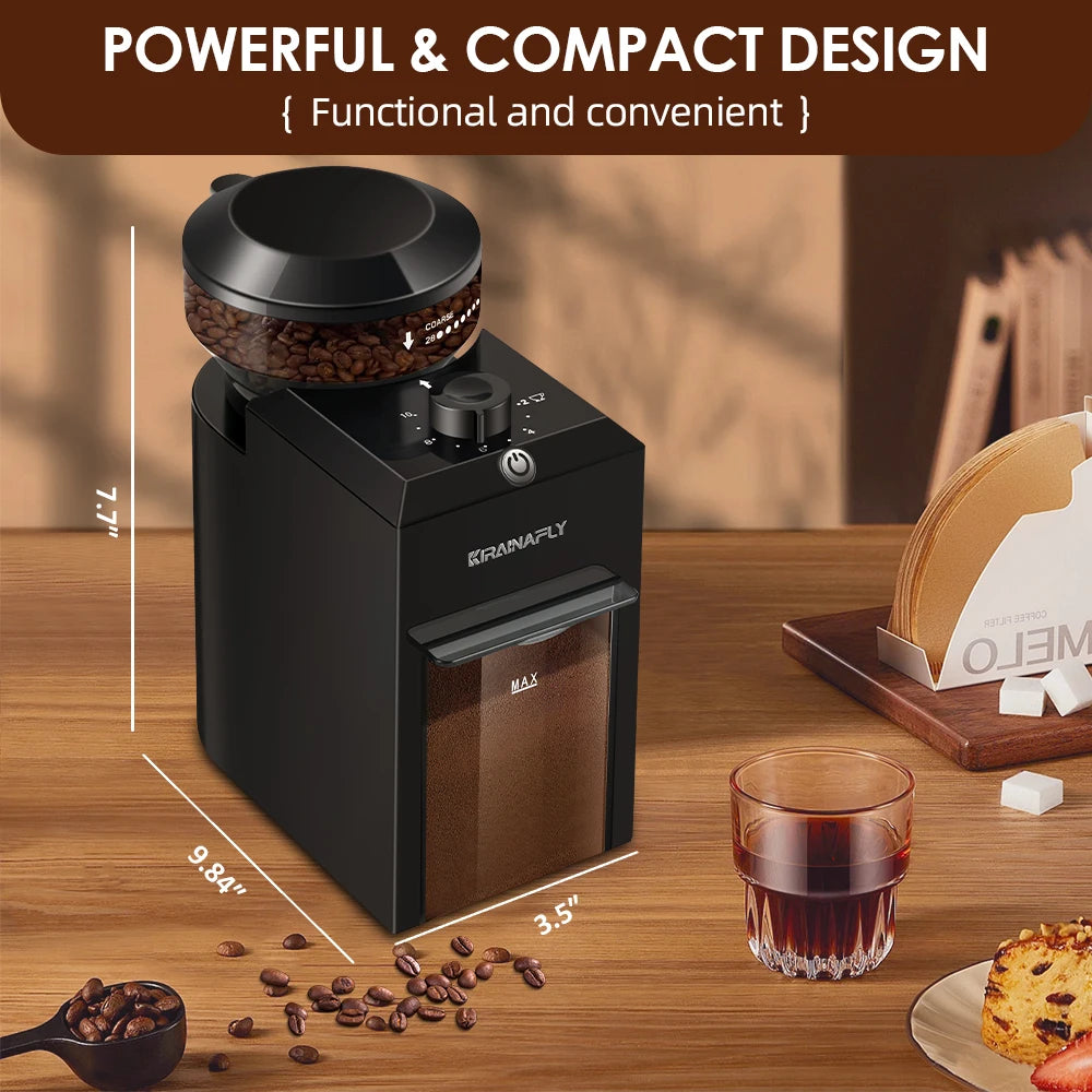 Electric Burr Coffee Grinder, 28 Adjustable Grind Settings, Automatic Coffee Bean Grinder for Espresso, Drip & French Press