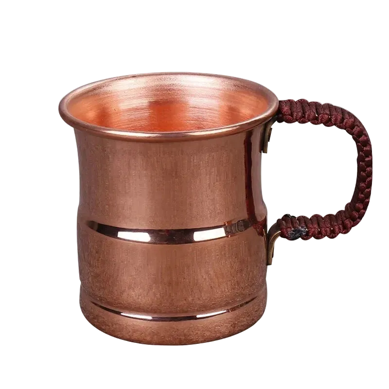 Handcrafted Pure Copper Coffee Mug – 400ml with Woven Handle