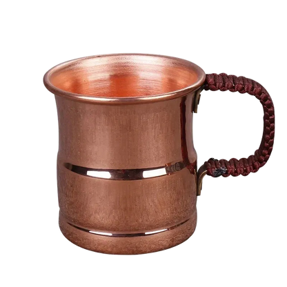 Handcrafted Pure Copper Coffee Mug – 400ml with Woven Handle