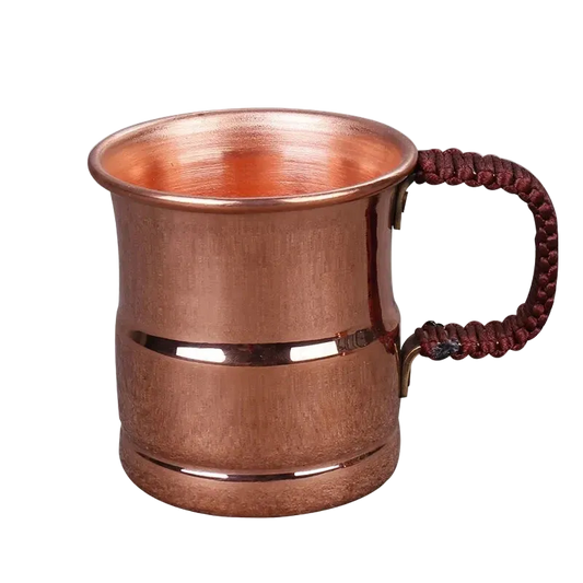 Handcrafted Pure Copper Coffee Mug – 400ml with Woven Handle