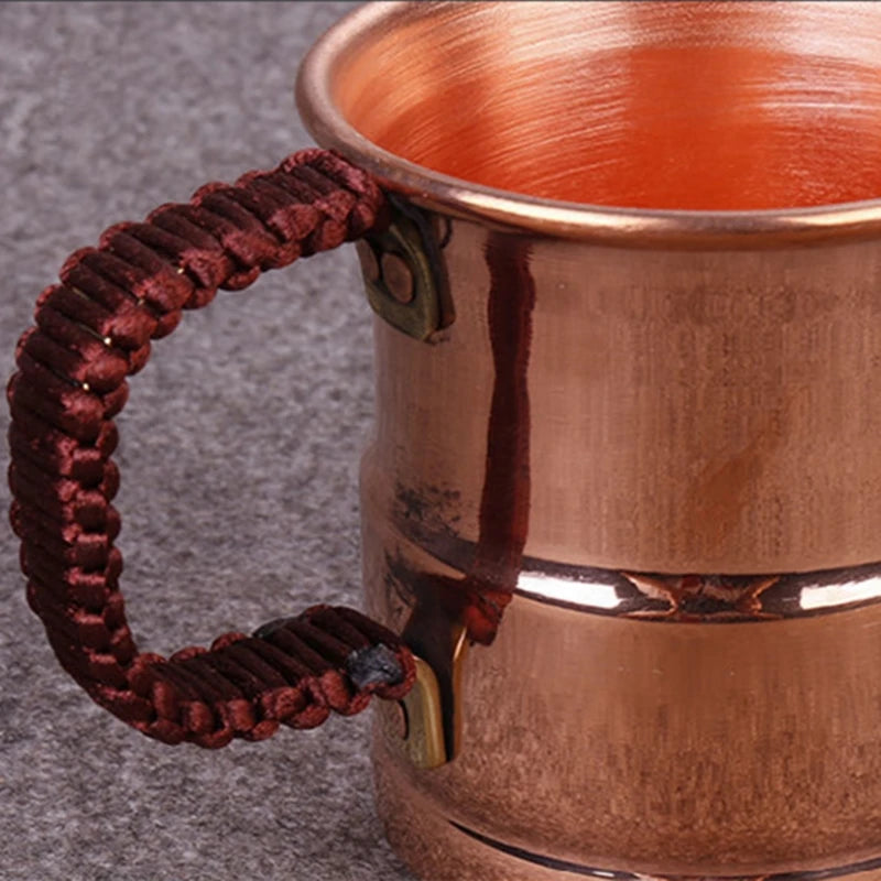 Handcrafted Pure Copper Coffee Mug – 400ml with Woven Handle
