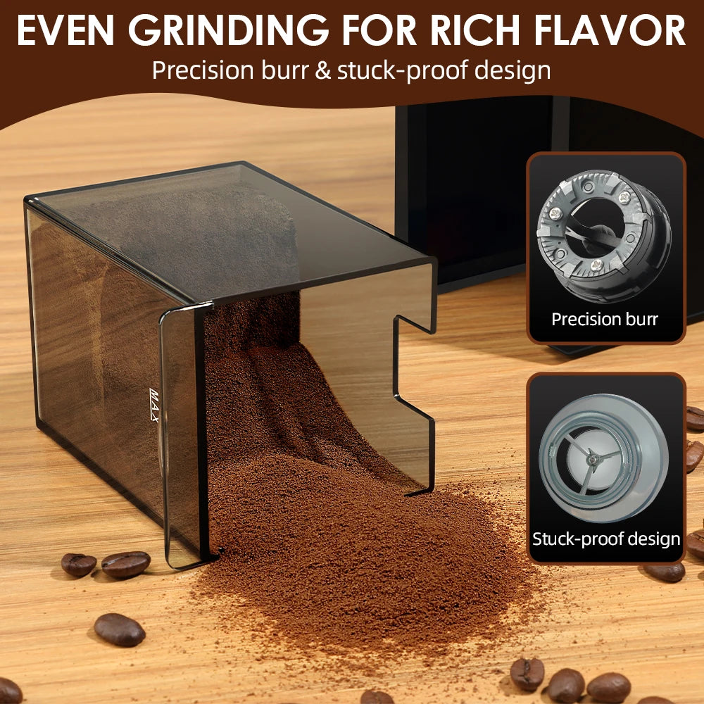Electric Burr Coffee Grinder, 28 Adjustable Grind Settings, Automatic Coffee Bean Grinder for Espresso, Drip & French Press