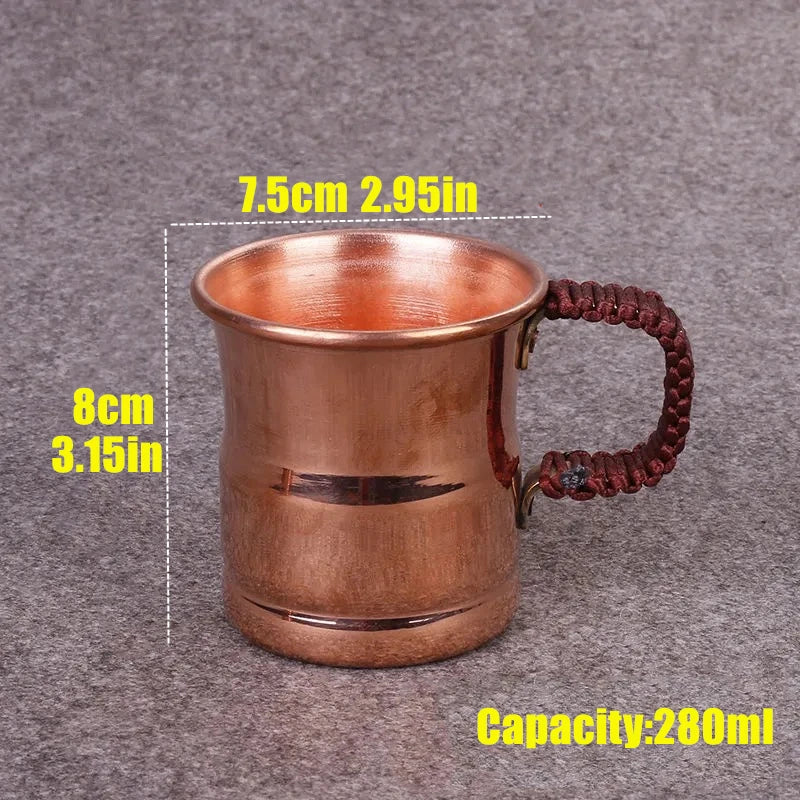 Handcrafted Pure Copper Coffee Mug – 400ml with Woven Handle