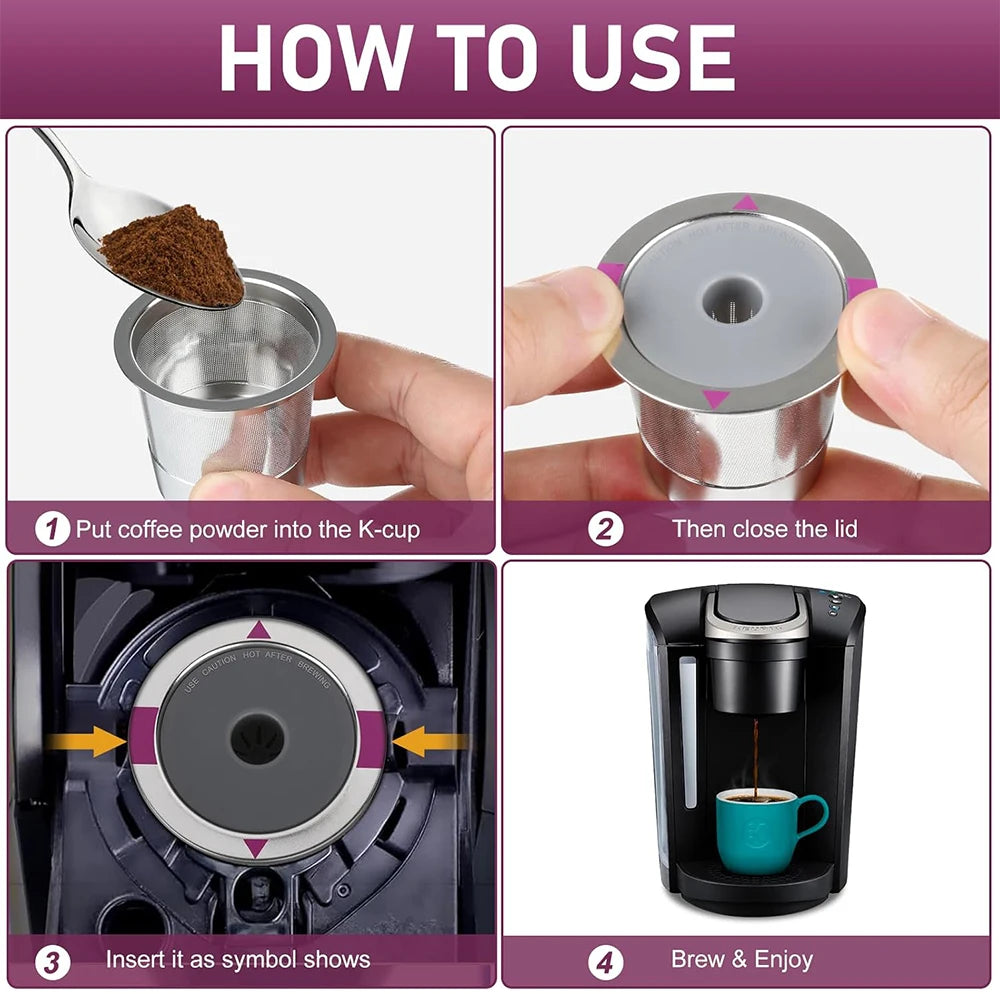Reusable Stainless Steel K-Cup Coffee Pods – Universal Fit for 1.0 & 2.0 Brewers