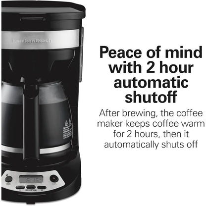 12-Cup Programmable Drip Coffee Maker with Brew Options & Glass Carafe – Black with Stainless Accents