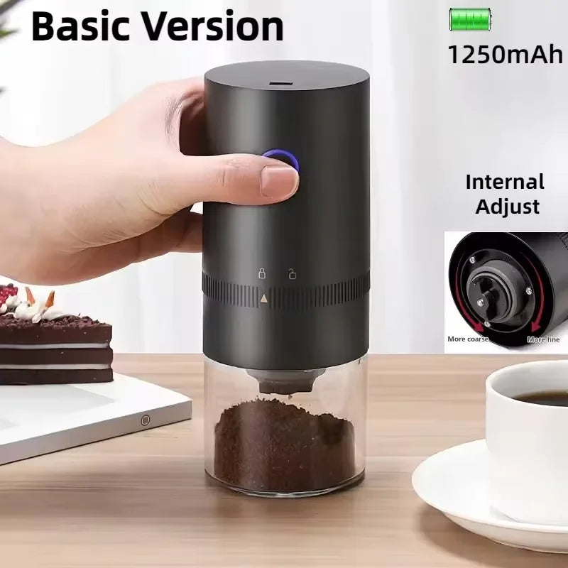2024 New Portable Electric Coffee Grinder 38 Gears Adjustment Ceramic Filter Long Battery Life One-Button Start Bean Grinder