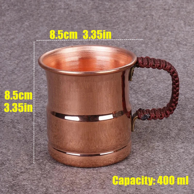Handcrafted Pure Copper Coffee Mug – 400ml with Woven Handle