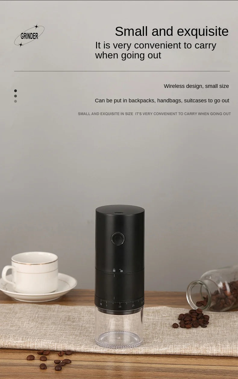 2024 New Portable Electric Coffee Grinder 38 Gears Adjustment Ceramic Filter Long Battery Life One-Button Start Bean Grinder