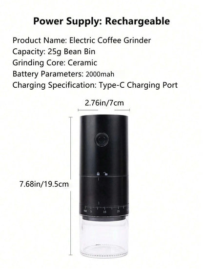 2024 New Portable Electric Coffee Grinder 38 Gears Adjustment Ceramic Filter Long Battery Life One-Button Start Bean Grinder